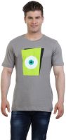 Monkie Printed Men's Round Neck Grey T-Shirt