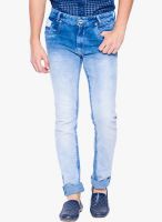 Mufti Light Blue Mid Rise Skinny Fit Jeans