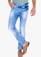 Mufti Light Blue Mid Rise Skinny Fit Jeans