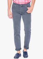 Mufti Light Grey Mid Rise Narrow Fit Jeans