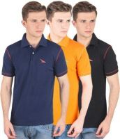 PRO Lapes Solid Men's Polo Neck Multicolor T-Shirt(Pack of 3)