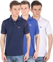 PRO Lapes Solid Men's Polo Neck Multicolor T-Shirt(Pack of 3)
