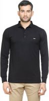 Poshuis Solid Men's Polo Neck Black T-Shirt