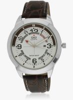 Q&Q Vq94j009y -S Brown/White Analog Watch