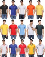 Rico Sordi Solid Men's Polo Neck Multicolor T-Shirt(Pack of 15)