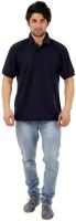 Rockhard Solid Men's Polo Neck Dark Blue T-Shirt