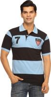 Rockhard Striped Men's Polo Neck Light Blue T-Shirt