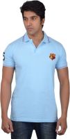 Tavara Solid Men's Polo Neck Blue T-Shirt
