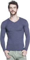 Tinted Solid Men's V-neck Dark Blue T-Shirt