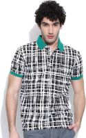 United Colors of Benetton Printed Men's Polo Neck White, Black T-Shirt