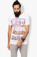 Warriors Printed Men's Round Neck White T-Shirt Warriors Printed Men's Round Neck White T-Shirt