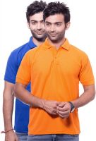 Zuvic Solid Men's Polo Neck Multicolor T-Shirt(Pack of 2)