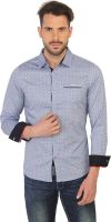Being Human Men's Polka Print Casual Blue Shirt