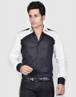 Dazzio Men's Solid Casual Black, White Shirt