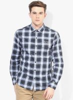 Ed Hardy Blue Checks Slim Fit Casual Shirt