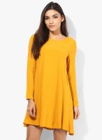 MANGO-Outlet Yellow Solid Shift Dress