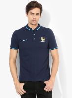 Nike As Manchester City Auth League Navy Blue Football Polo T-Shirt