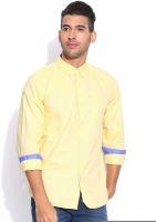 Wrangler Men's Solid Casual Yellow Shirt