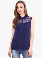 Femenino Navy Blue Embroidered Shirt