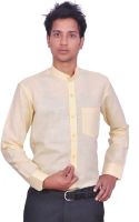 LEAF Men's Solid Casual Yellow Shirt