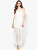 Miss Selfridge White Colored Embroidered Maxi Dress