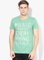United Colors of Benetton Green Printed Round Neck T-Shirt