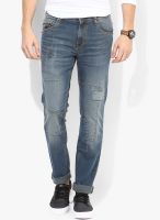 Route 66 Blue Solid Slim Fit Jeans