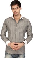 Acropolis Men's Striped Formal Grey Shirt