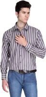 Ausy Men's Striped Formal Purple Shirt