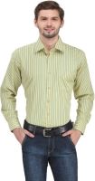 Ausy Men's Striped Formal Yellow Shirt