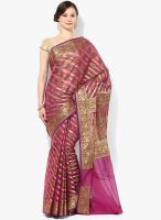 Bunkar Pink Printed Cotton Blend Saree