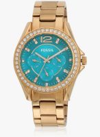 Fossil Es3385-C Golden/Blue Analog Watch