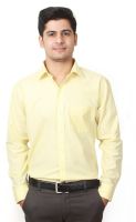 Frissk Men's Solid Formal Yellow Shirt