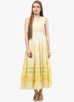 Fusion Beats Yellow Printed Maxi Dress