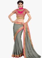 Inddus Grey Embroidered Saree