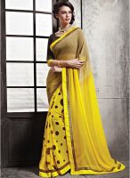 Inddus Yellow Printed Saree