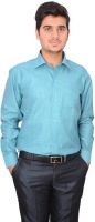 Indocity Men's Solid Formal Green Shirt