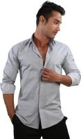 Just Differ Men's Self Design Formal Grey Shirt