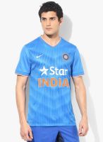 Nike India As Em Odi Ss Supporter Blue Cricket V Neck T-Shirt