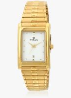 Titan Nf9154ym01j Golden/White Analog Watch