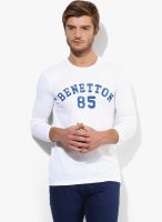 United Colors of Benetton White Printed Round Neck T-Shirt