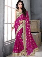 Xclusive Chhabra Magenta Embellished Saree