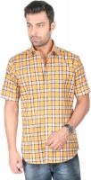 Zido Men's Checkered Formal Yellow Shirt