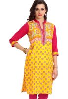 Aaboli Yellow Printed Kurta