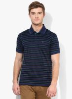 Arrow Sports Navy Blue Striped Polo T-Shirt