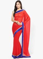 Aum Red Embellished Saree