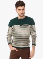 Basics Green Striped Henley T-Shirt