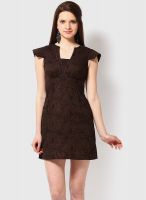 Belle Fille Sleeve Less Embroidered Brown Dress