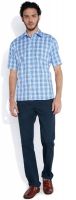 ColorPlus Men's Checkered Casual Blue Shirt