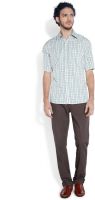 ColorPlus Men's Checkered Casual Beige Shirt